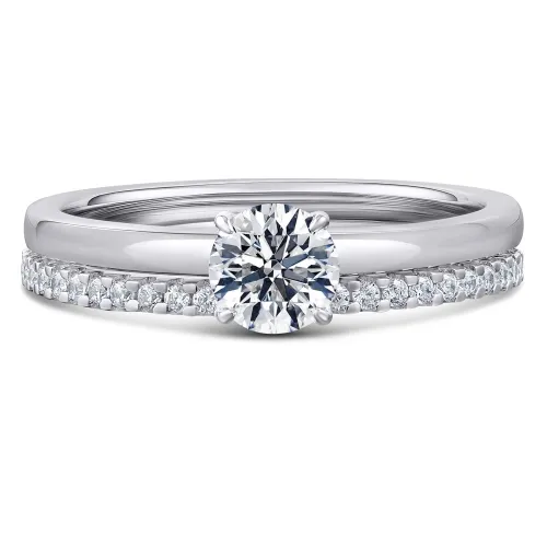 White Gold Diamond Solitaire Bridal Set - White Azalea